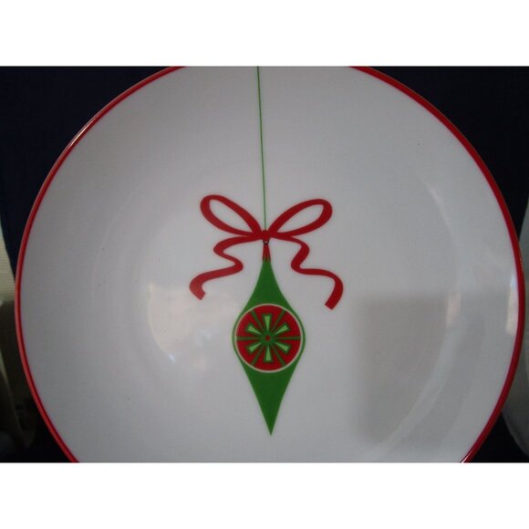 Crate & Barrel Christmas Ornament Luncheon Dessert Salad Plates Four EUC - Picture 14 of 16